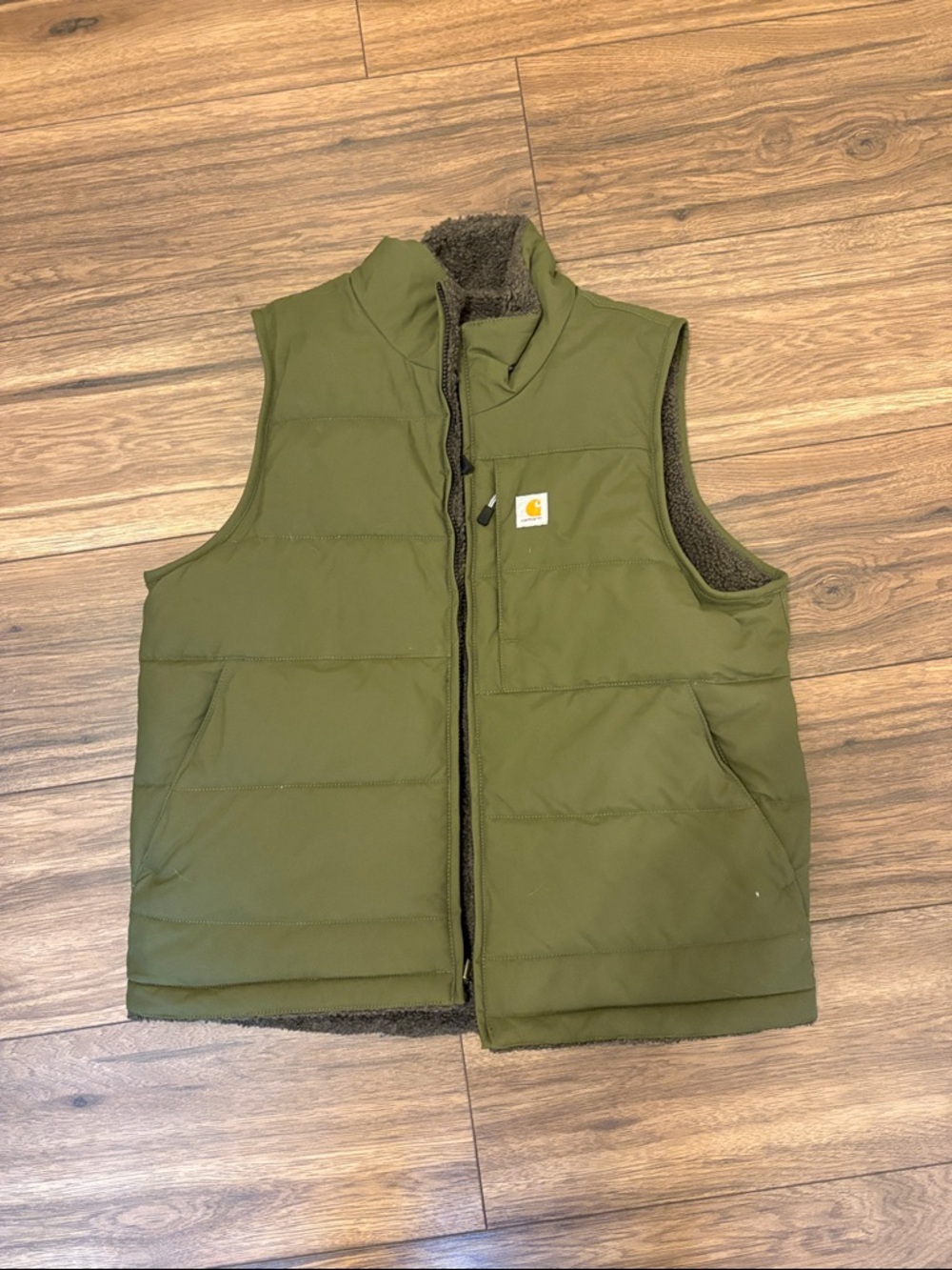 Carhartt Olive Quilted Sherpa-Lined Vest